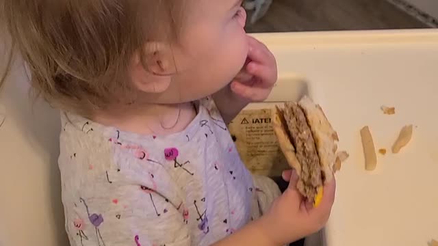 Baby Eats a Burger