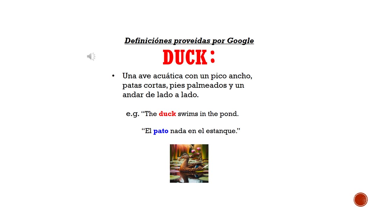 Palabra Del día en Inglés 'duck'