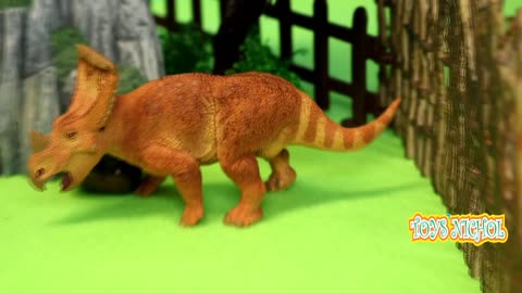 Groups of School Children Watch Dinosaurs for Recreation and Learning