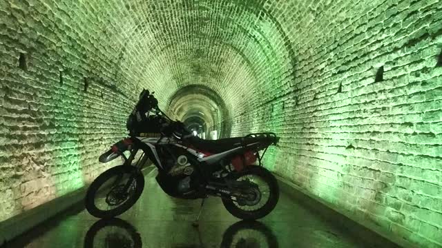 Taking Photos of me CRF250L Rally in a Train Tunnel