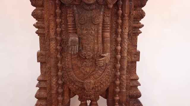 74" Large Wooden Lord Venkateshwara as Balaji Statue | Handmade | Made In India | Exotic India Art