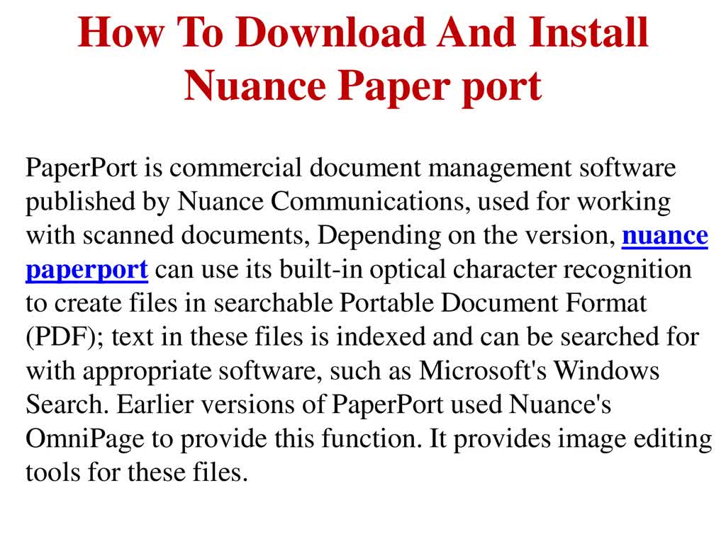How To Download and install Nuance PaperPort