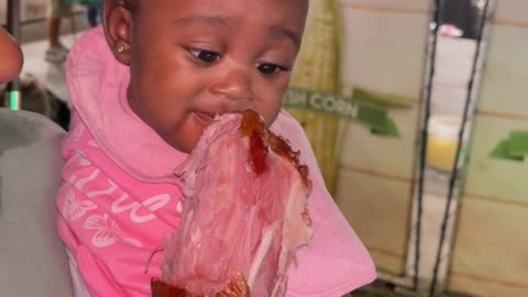 5-Month-Old Tries Turkey Leg For the First Time