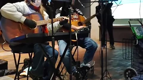 Busking with my son Peter on a cold 45 degree evening in New Haven, CT, 11/15/24