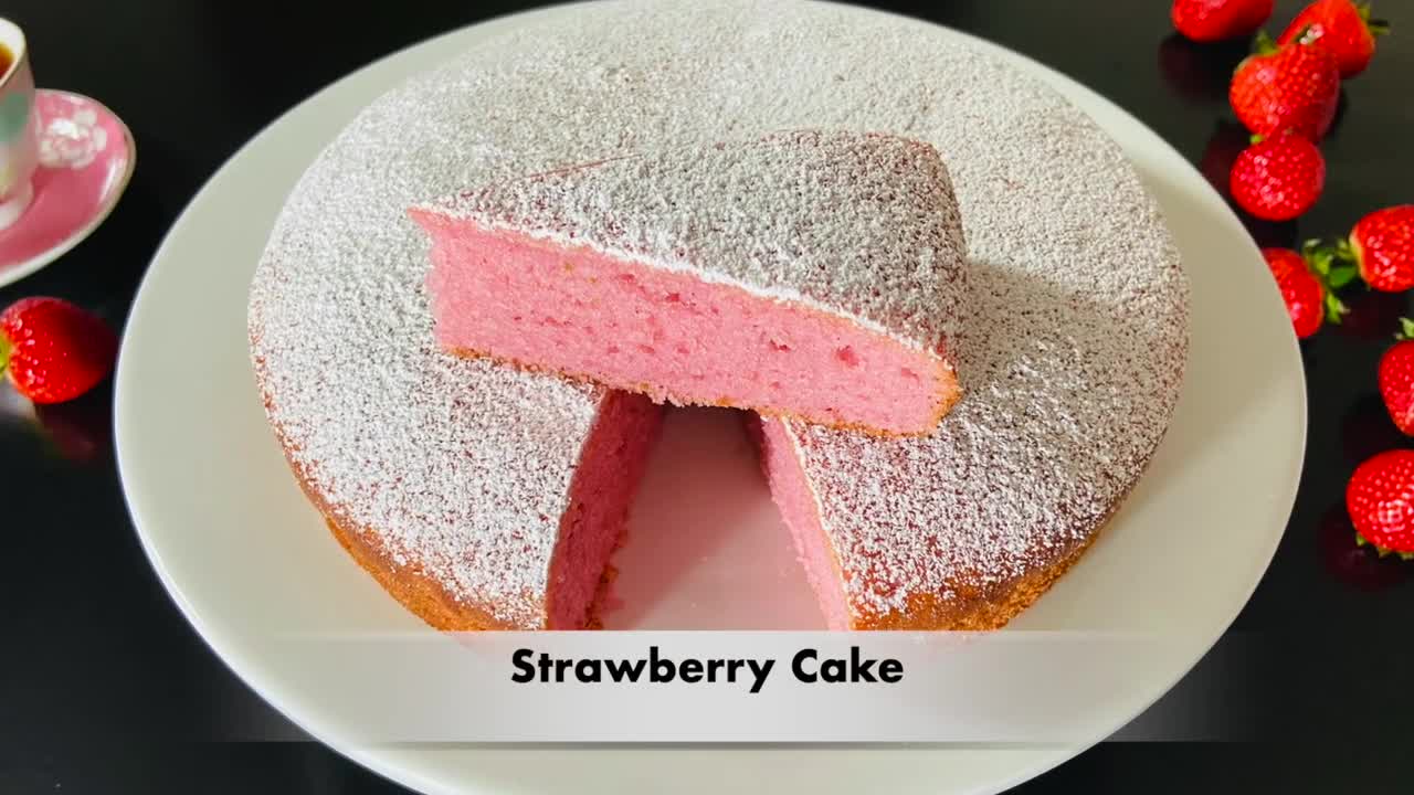 Easy Cakes | Cookery | The Easiest Way to Make a Delicious Strawberry Cake (for Beginners)