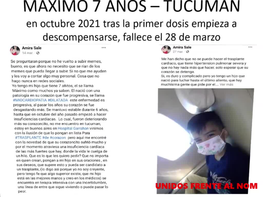 N1Ñ0S MU3RT0S TRAS IN0CULACI0N EN ARGENTINA