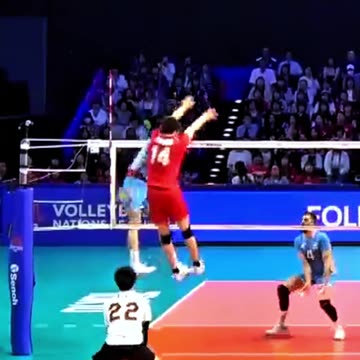 The crowd goes wild after a monster block