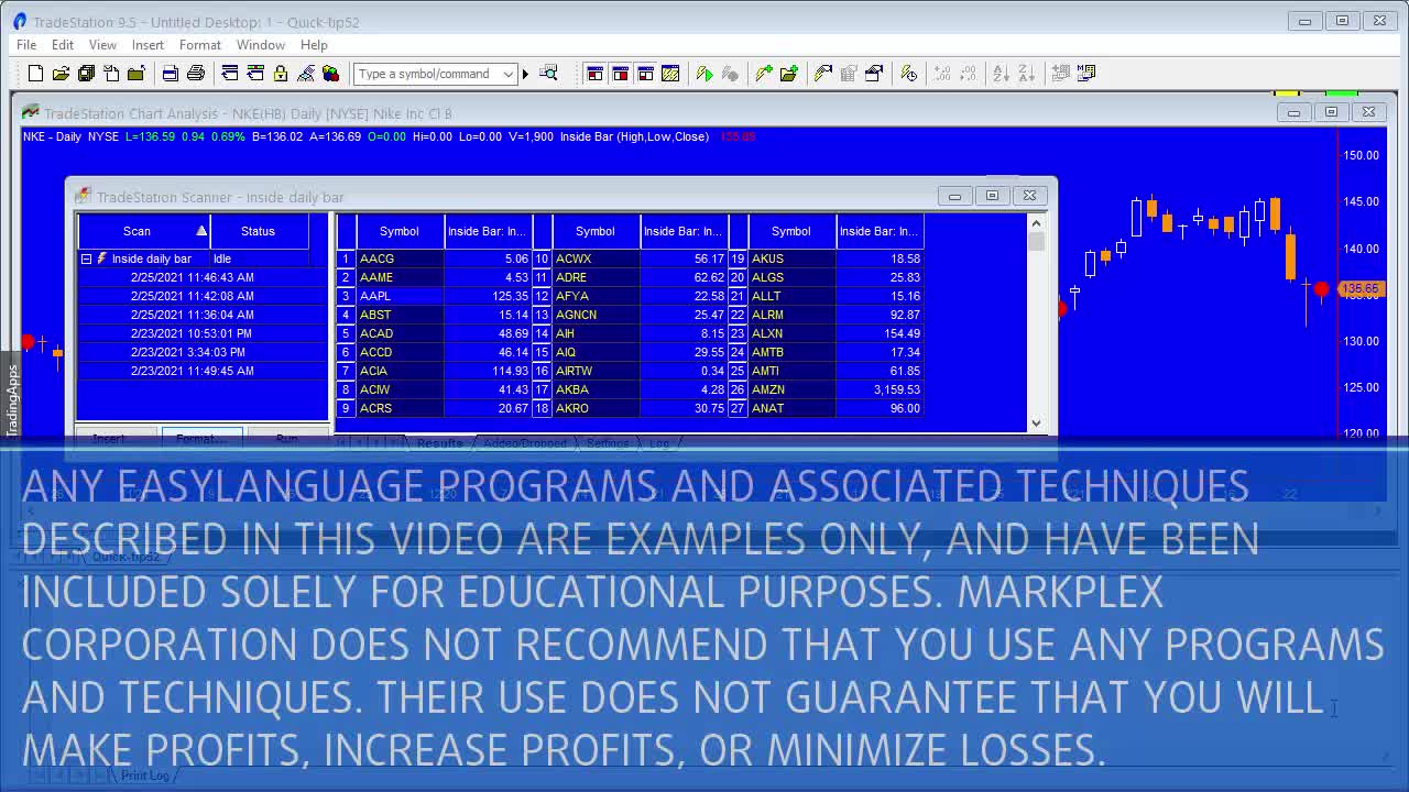 Quick-tip 52 | Using the TradeStation scanner during the formation of a bar