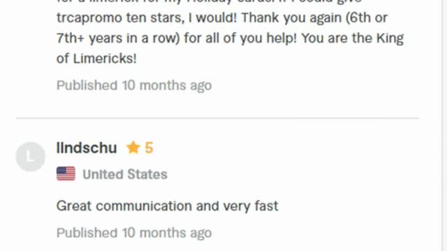 Reviews of My Services on Fiverr.com