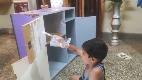 Painter little boy