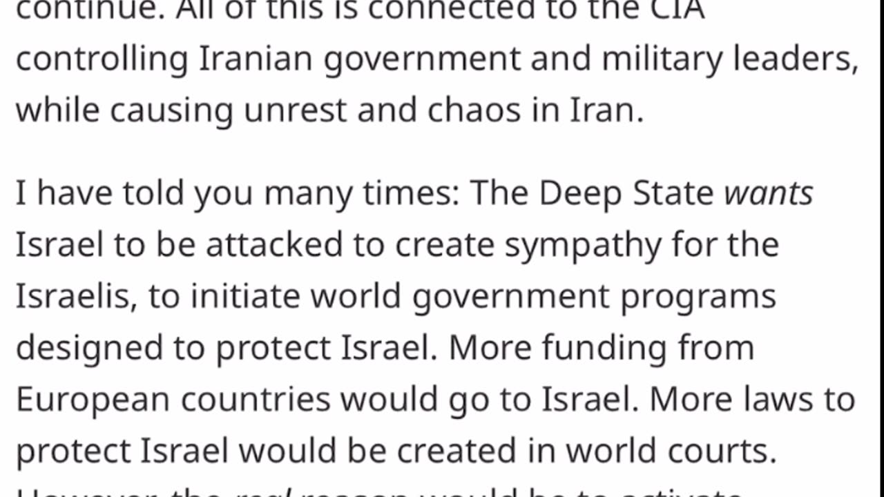 Q The Storm Rider | Not Everything is as it Seems in Israel < > Iran.