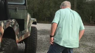 Boarding Jeep Takes Several Tries for Older Guys