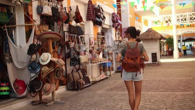 The young man explores the city