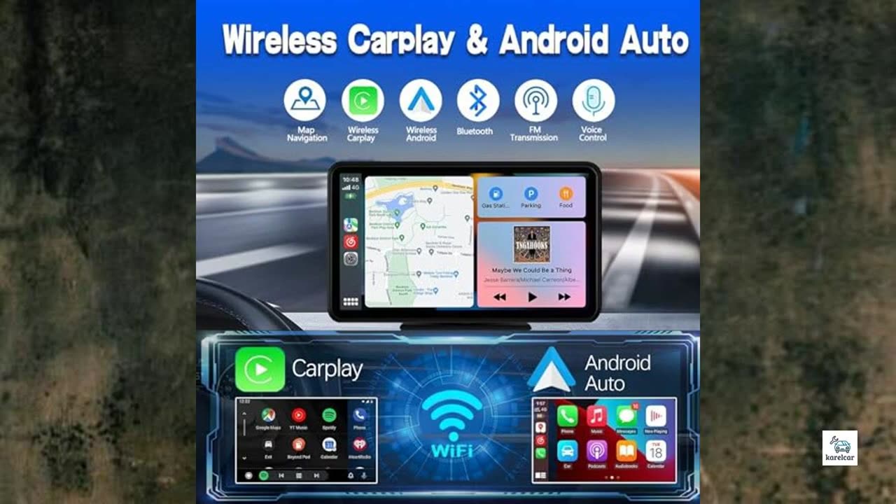 Review - Wireless Portable Apple Carplay Screen, 7'' HD Double Din Car Stereo