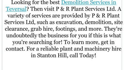 Get the best Demolition Services in Teversal