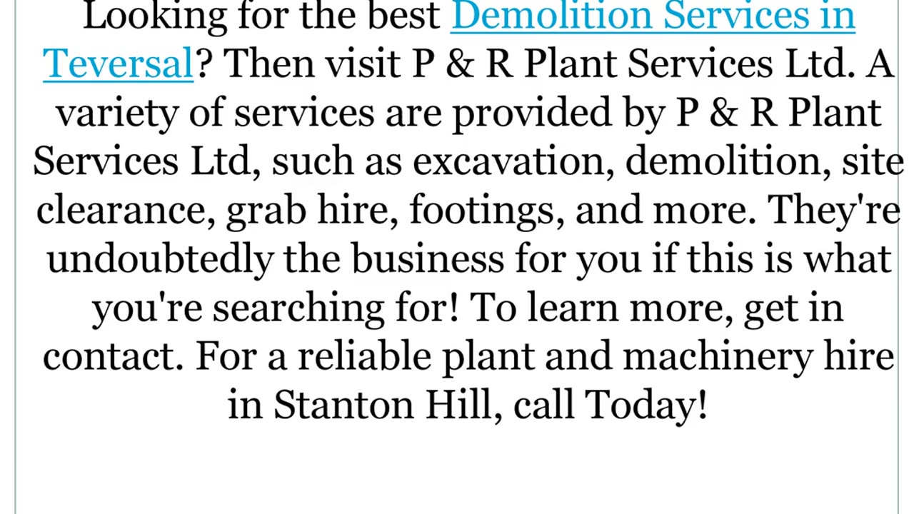 Get the best Demolition Services in Teversal