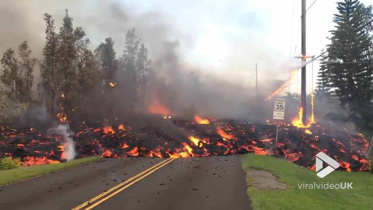 Lava blocks off whole street || Viral Video UK