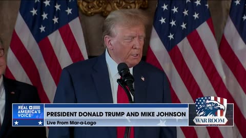 President Trump And Mike Johnson Deliver Remarks Live From Mar-A-Lago