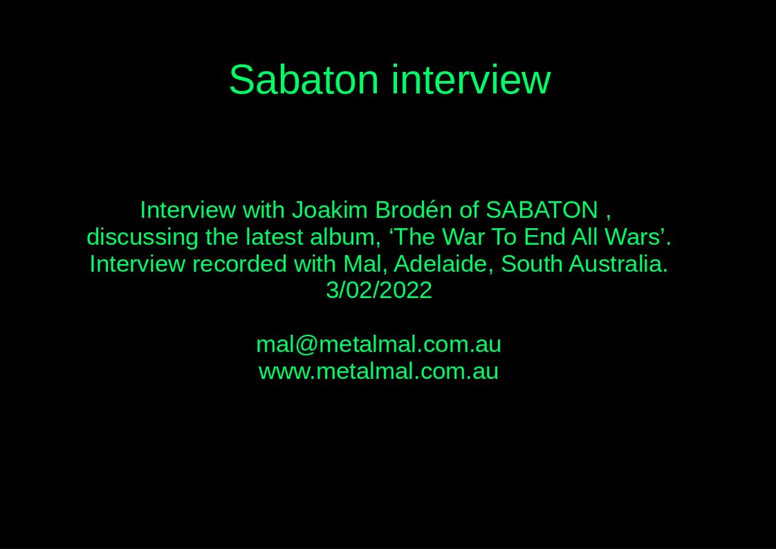 20220203 SABATON interview