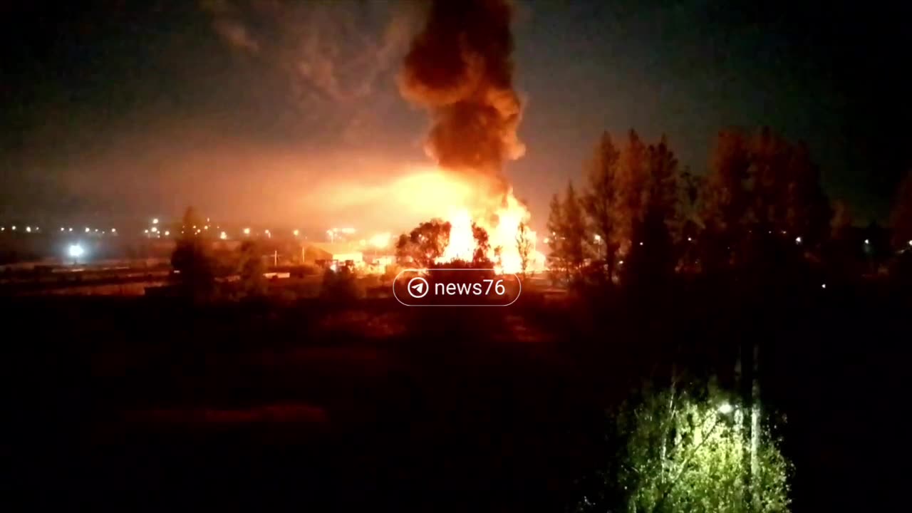 🔥 Yaroslavl (Russia), warehouse with fuels and lubricants is on fire.