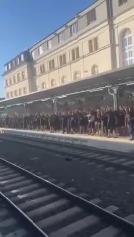 Hundreds of Germans gathered at the train station to intercept leftist agitators