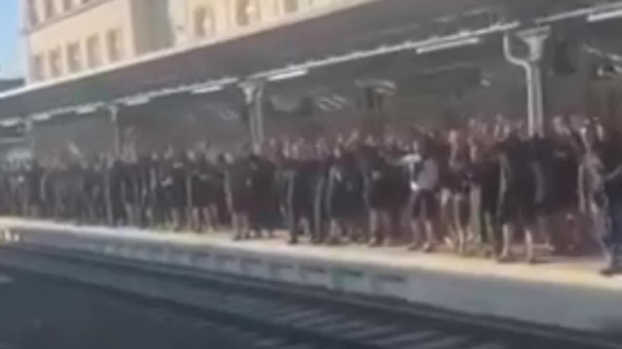 Hundreds of Germans gathered at the train station to intercept leftist agitators