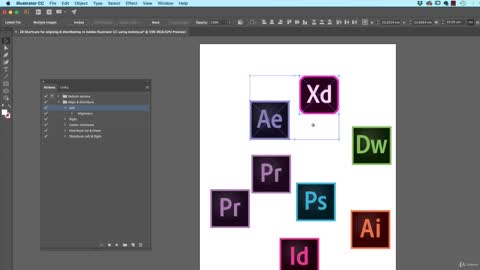 Shortcuts for aligning & distributing in Illustrator CC using Actions