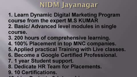 Best Digital Marketing Institute in Bangalore- Jayanagar.