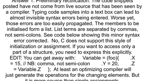 C struct compound initialization without setting everything to zero