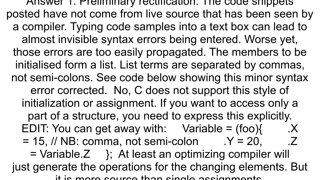 C struct compound initialization without setting everything to zero