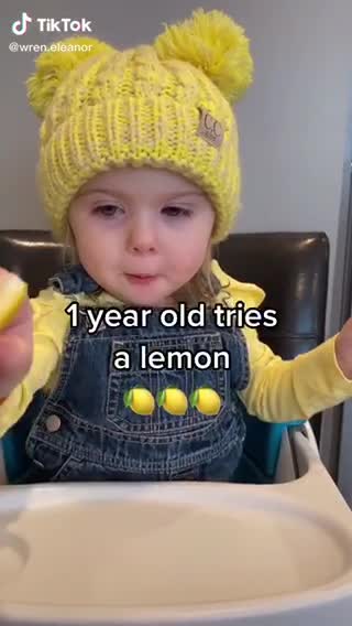 Girl 1 Year Old Tries A Lemon