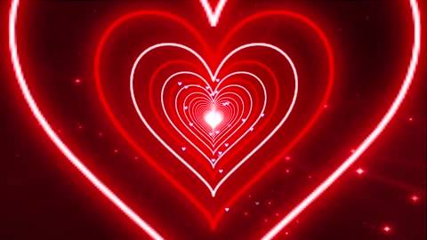 1040. Neon Heart Background❤️Red Tunnel Heart Background