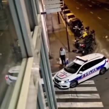 Police were filmed gassing a homeless man at Le Bourget