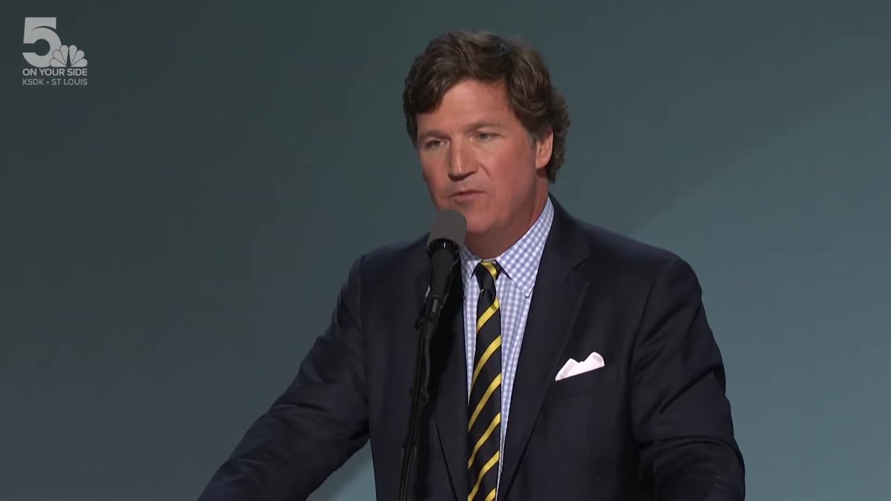 Tucker Carlson, former Fox News host and current host of 'Tucker' on X, addresses the Republican National Convention - July 18, 2024