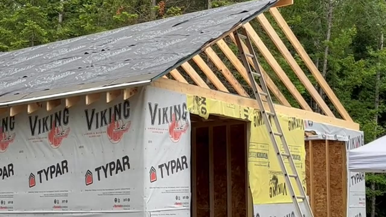 Building The Shed- One Side Of The Roof Done