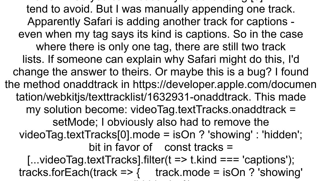 How can I hide video captions in Safari