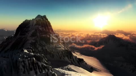 The perfect mountain aerial shot in sunset stock video