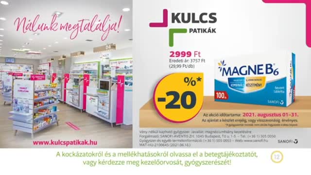 Magne B6 reklám (Kulcs akció 2021. augusztus)
