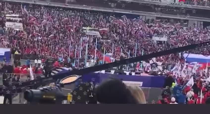 Crowd at eight-year anniversary of the reunification of Crimea with Russia