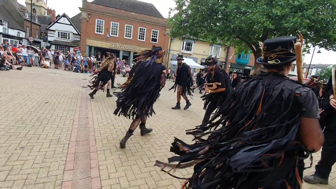 Beltane Border Morris dancing Brimfield at the Vale of Evesham National Morris Weekend 25 June 2023