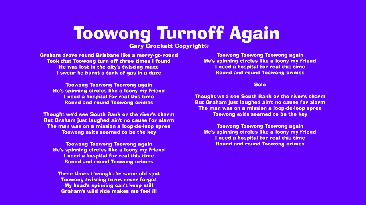 Toowong Toowong Toowong Song