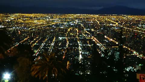 Sunset at San Cristobal Hill in Santiago in Chile