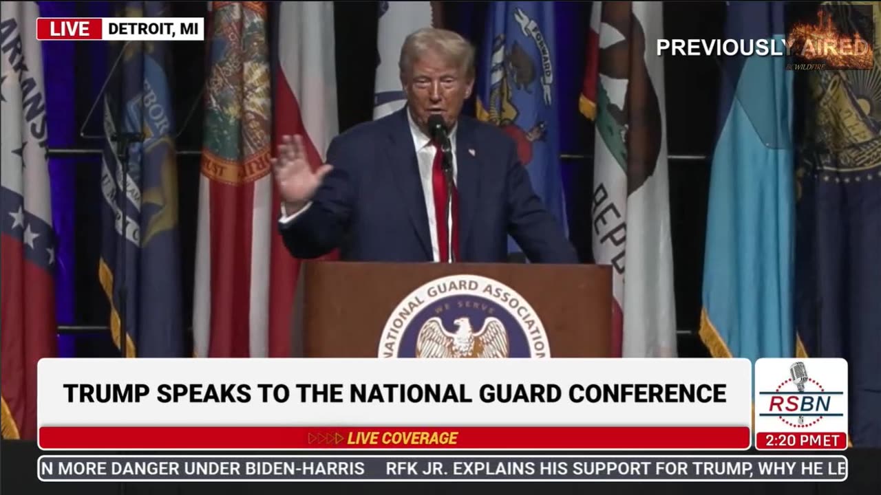 Trump Addresses National Guard Association Detroit Aug 26, 2024