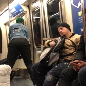 Green hair denim jacket shaking booty