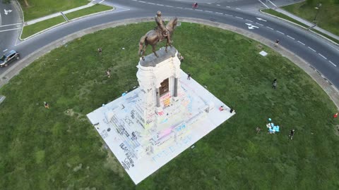 Black Lives Matter Graffiti on Confederate Monument in Richmond, Virginia