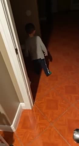 Kid discovers his shadow and is absolutely terrified of it!
