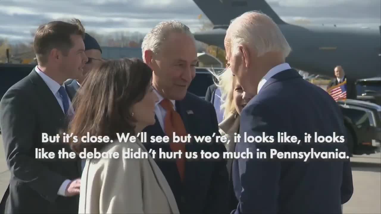 Oct. 2022: Biden and Schumer on hot mic about speech in Pennsylvania