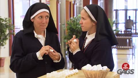 Impolite action from two nuns