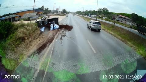 Blown Tire Has Pick-Up Spinning Out of Control