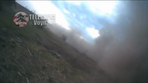 Russian Soldier Films Near Tank Hitting a Mine